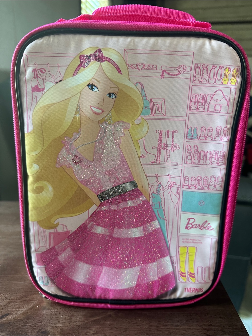 Barbie Pink Glitter Fashion Thermos Lunch Bag